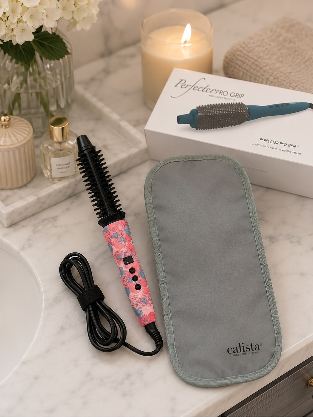 Calista Hair Perfecter Pro Grip Digital Fusion Styler Round Brush Manual & Bag